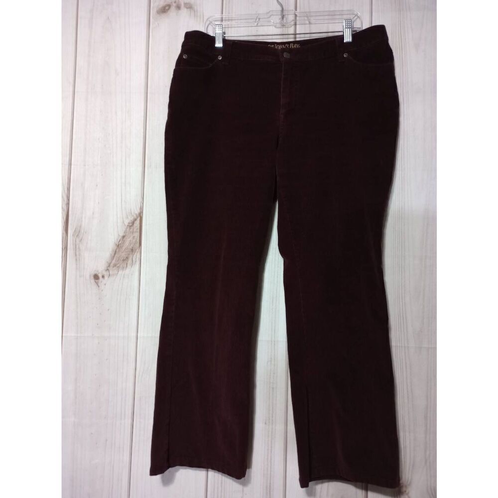 St Johns Bay Pants Ladies 14 Petite‎ Corduroy Bootcut Maroon